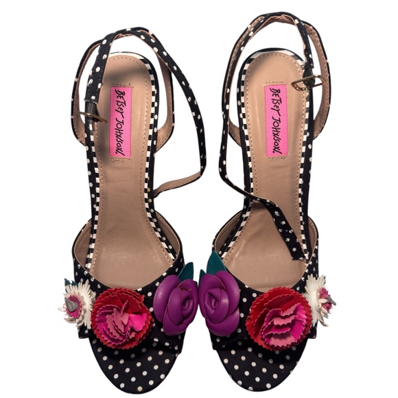 Betsy Johnson Polka Dot Floral Heels – Size 7.5 - Picture 2 of 11